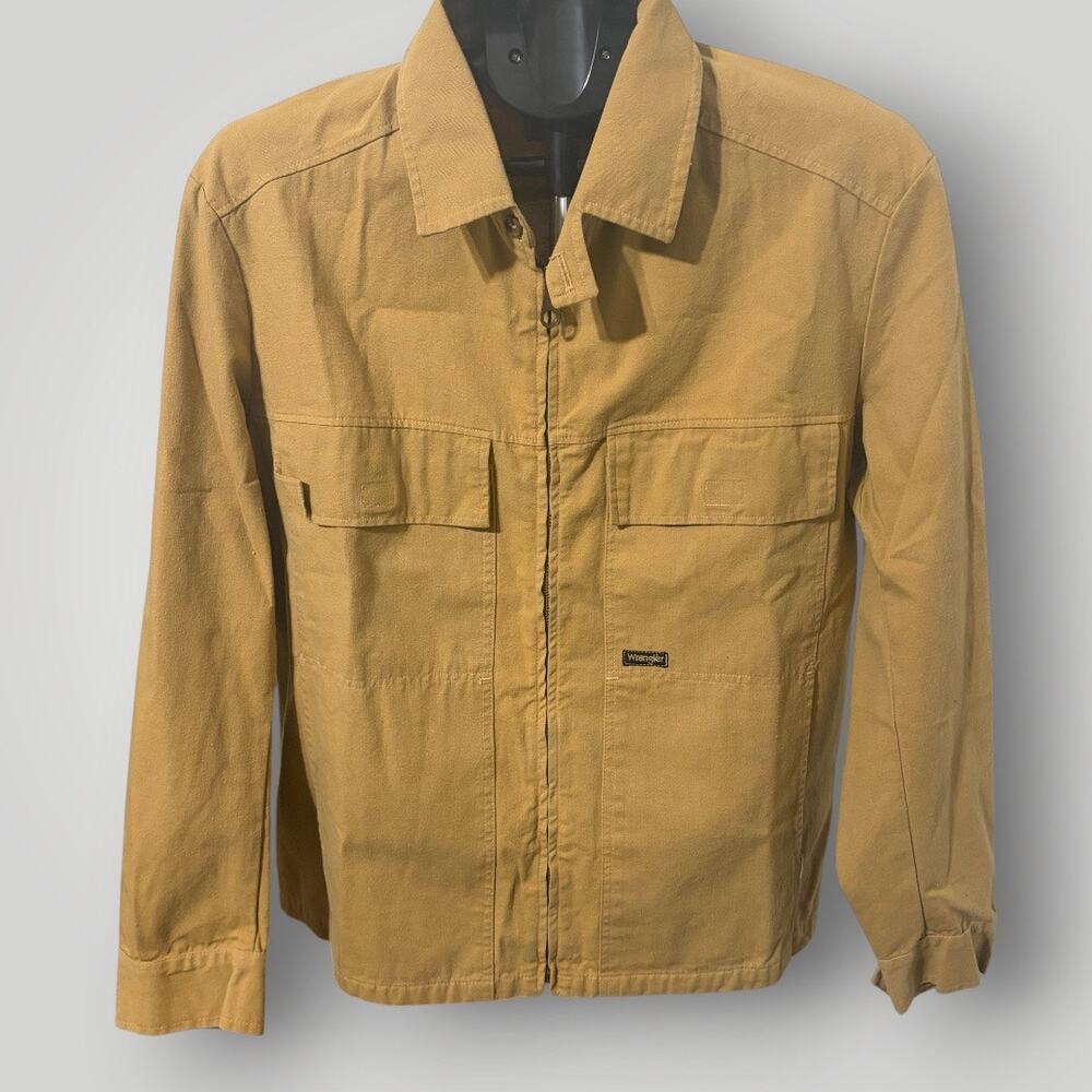 Vintage Wrangler Made in Italy Workwear Canvas Jacket Tan Size 42 70s 80s Zip